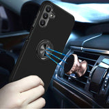 Samsung Galaxy A05s CHIEF Oil Painted Magnetic Ring Stand Hybrid Case Cover - Black