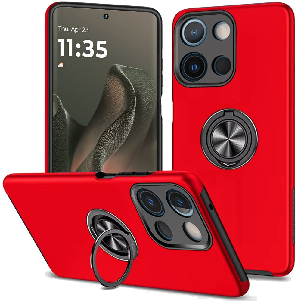 Motorola Edge 2025 CHIEF Oil Painted Magnetic Ring Stand Hybrid Case Cover - Red