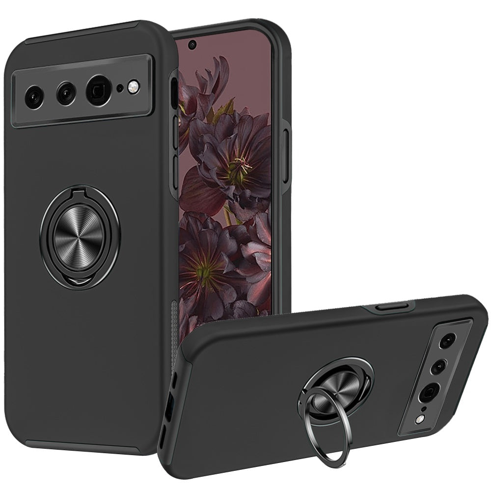 Google Pixel 7 Pro CHIEF Oil Painted Magnetic Ring Stand Hybrid Case Cover - Black