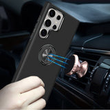 Samsung S25 Ultra CHIEF Oil Painted Magnetic Ring Stand Hybrid Case Cover - Black