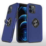 iPhone 13 Pro Max CHIEF Oil Painted Magnetic Ring Stand Hybrid Case Cover - Dark Blue