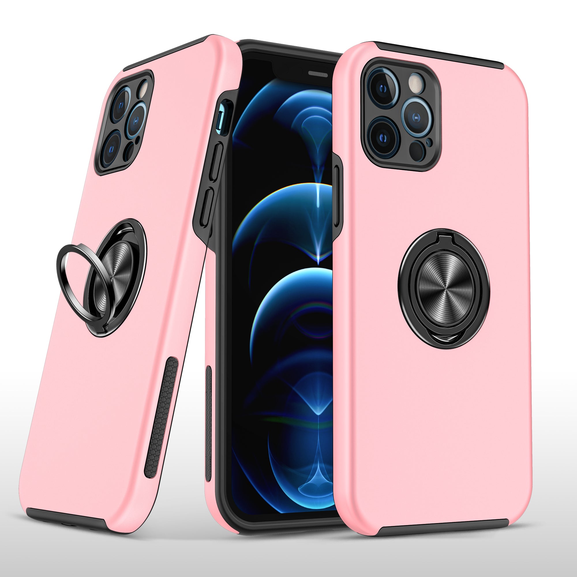 Apple iPhone 14 PRO MAX 6.7" CHIEF Oil Painted Magnetic Ring Stand Hybrid Case Cover - Pink