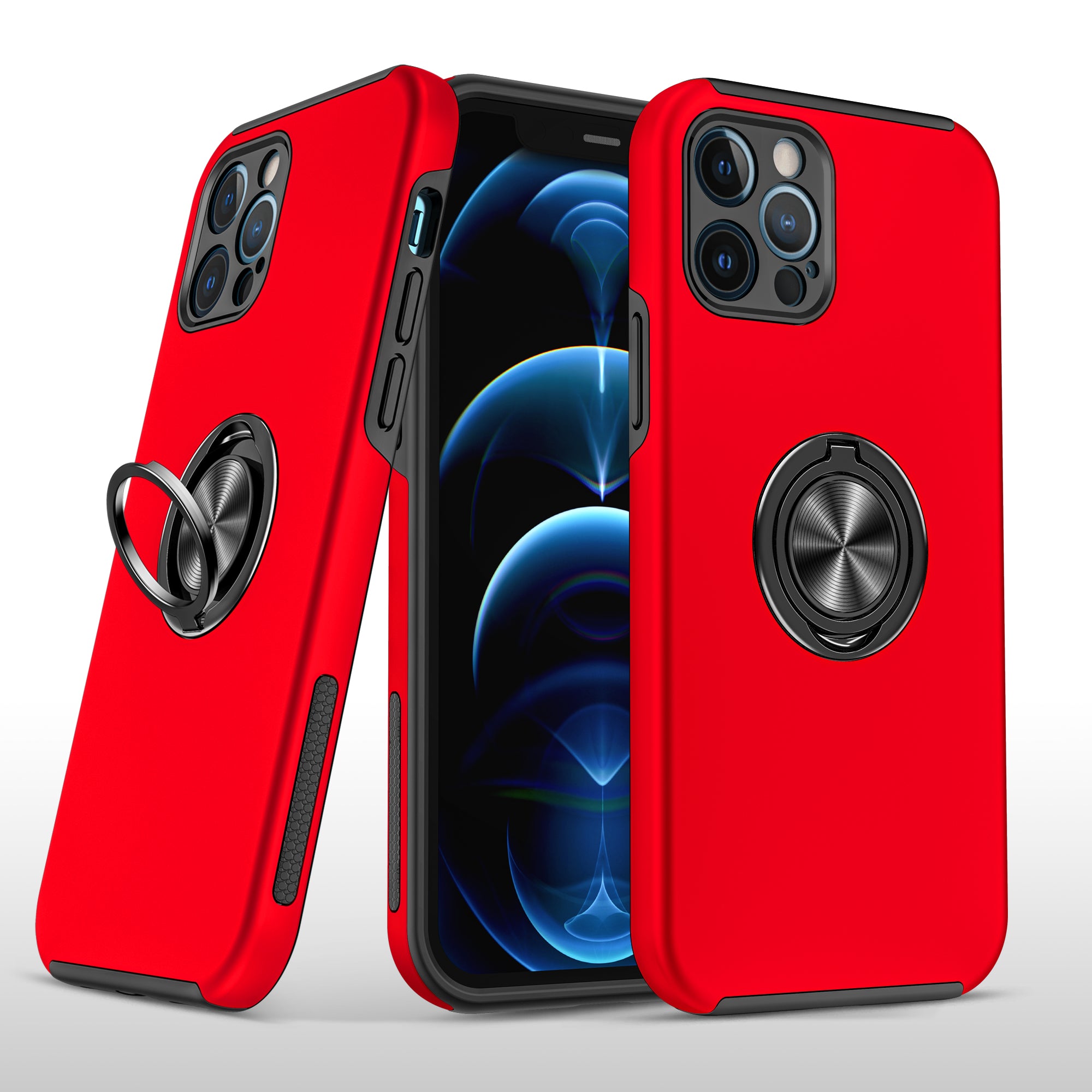 iPhone 13/14 CHIEF Oil Painted Magnetic Ring Stand Hybrid Case Cover - Red