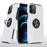 Apple iPhone 11 (XI6.1) CHIEF Oil Painted Magnetic Ring Stand Hybrid Case Cover - Silver