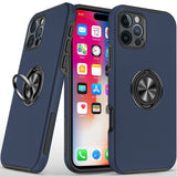 iPhone 16 Pro 6.3 inch CHIEF Oil Painted Magnetic Ring Stand Hybrid Case Cover - Dark Blue