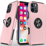 iPhone 16 Pro 6.3 inch CHIEF Oil Painted Magnetic Ring Stand Hybrid Case Cover - Pink