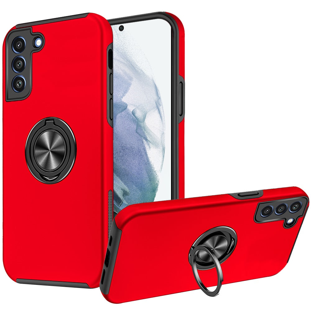 Samsung Galaxy S22 Ultra CHIEF Oil Painted Magnetic Ring Stand Hybrid Case Cover - Red