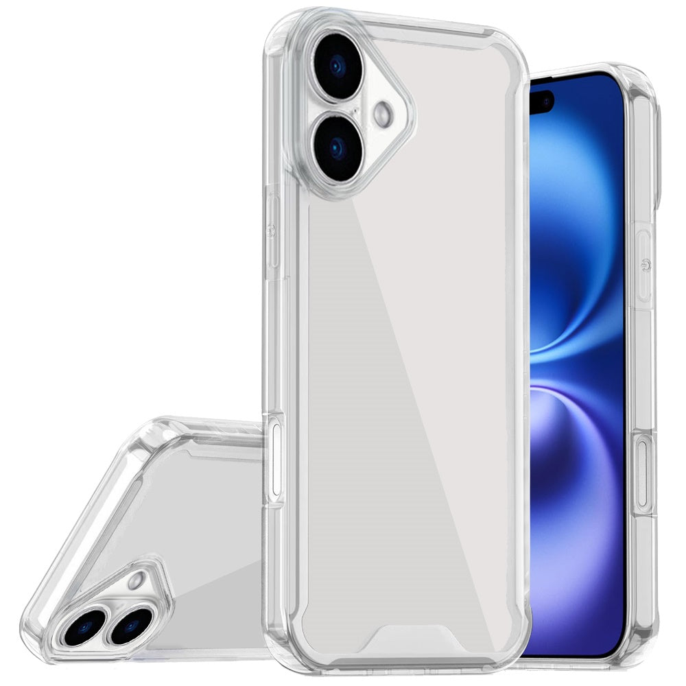 iPhone 17 Colored Shockproof Transparent Hard PC TPU Hybrid Case Cover - Clear/Clear