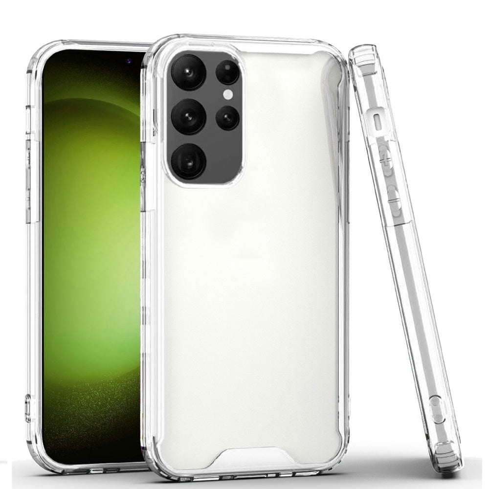 Samsung Galaxy S24 Ultra Colored Shockproof Transparent Hard PC TPU Hybrid Case Cover - Clear/Clear
