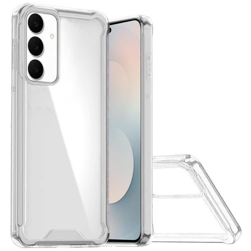 Samsung S25 FE Colored Shockproof Transparent Hard PC TPU Hybrid Case Cover - Clear/Clear