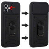 Apple iPhone 11 (XI6.1) ELITE Camera Push Magnetic Ring Stand Hybrid Case Cover - Black