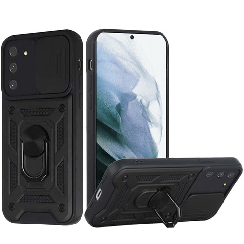 Samsung Galaxy S22 Ultra ELITE Camera Push Magnetic Ring Stand Hybrid Case Cover - Black