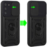 Samsung Galaxy S22 Ultra ELITE Camera Push Magnetic Ring Stand Hybrid Case Cover - Black
