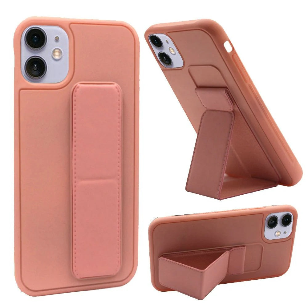 iPhone 13 Pro Foldable Magnetic Kickstand Vegan Case Cover - Light Pink
