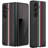 Samsung Z Fold 7 Velvet Fabric Flip Phone Premium PU Vegan Leather Cover Case - Black