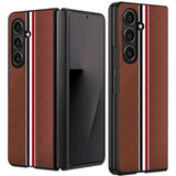 Samsung Z Fold 7 Velvet Fabric Flip Phone Premium PU Vegan Leather Cover Case - Brown