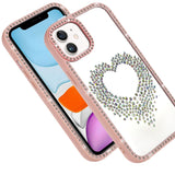 iPhone 11 (XI6.1) Beautiful ANGEL Hearts Glitter Shimmer Diamond Edged Hybrid Case - Pink