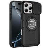 iPhone 16 Pro Max 6.9 inch Push Mount Friendly Camera Protective [Ring Stand] Hybrid Case - Black
