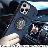 iPhone 16 Pro Max 6.9 inch Push Mount Friendly Camera Protective [Ring Stand] Hybrid Case - Dark Blue