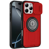 iPhone 16 Pro Max 6.9 inch Push Mount Friendly Camera Protective [Ring Stand] Hybrid Case - Red