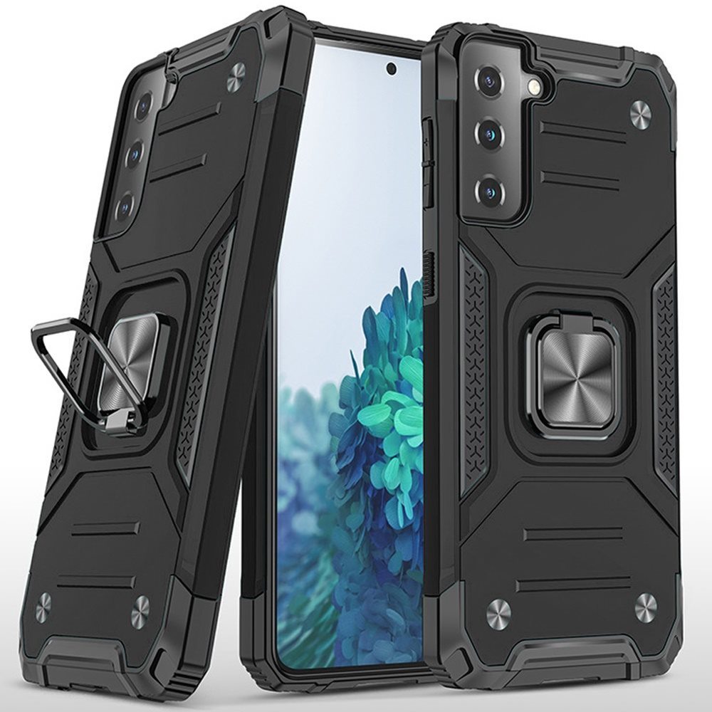 Samsung Galaxy S22 Robust Magnetic Kickstand Hybrid Case Cover - Black