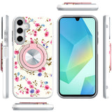 Samsung A16 5G Metal Diamond CD Pattern Design Matte Finished Hybrid with Rotational Ring [Car Mount Friendly]