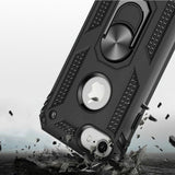 iPhone SE 3 (2022) SE/8/7 Ring Magnetic Kickstand Hybrid Case Cover - Black