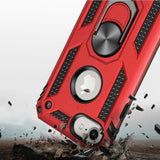 iPhone SE 3 (2022) SE/8/7 Ring Magnetic Kickstand Hybrid Case Cover - Red