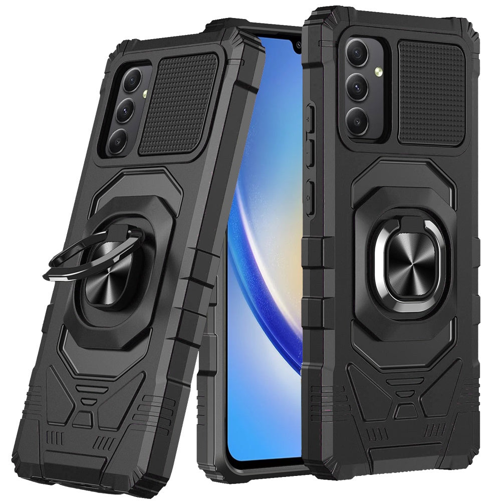 Samsung A15 5G Robotic Hybrid with Magnetic Ring Stand Case Cover - Black