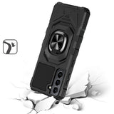Samsung S23 FE 5G Robotic Hybrid with Magnetic Ring Stand Case Cover - Black