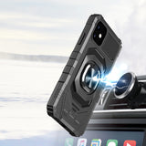 Apple iPhone 11 (XI6.1) Robotic Hybrid with Magnetic Ring Stand Case Cover - Black