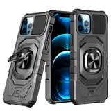 iPhone 12 Pro Max 6.7 Robotic Hybrid with Magnetic Ring Stand Case Cover - Black
