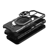 iPhone 12 Pro Max 6.7 Robotic Hybrid with Magnetic Ring Stand Case Cover - Black