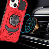 Samsung S21 Ultra, S30 Ultra Robotic Hybrid with Magnetic Ring Stand Case Cover - Red