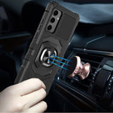 Samsung Galaxy s24 Ultra Robotic Hybrid with Magnetic Ring Stand Case Cover - Black