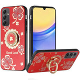 Samsung A16 5G SPLENDID Diamond Glitter Ornaments Engraving Case Cover - Good Luck Floral Red
