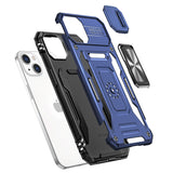 Apple iPhone 11 (XI6.1) Utter Tough Metal Ring Movable Camera Window Hybrid Case Cover - Navy blue