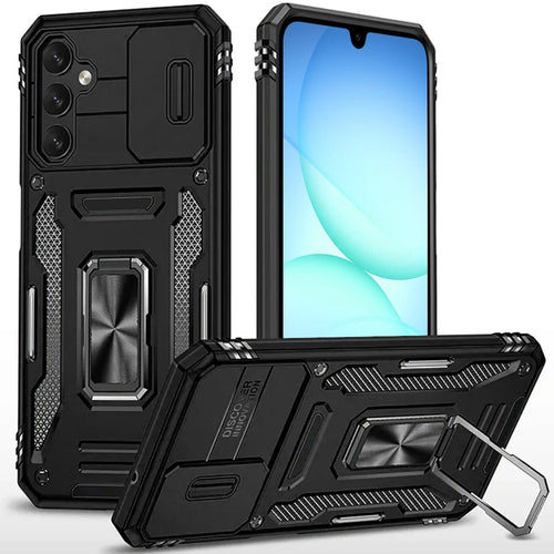 Samsung A17 5G Utter Tough Metal Ring Movable Camera Window Hybrid Case Cover - Black