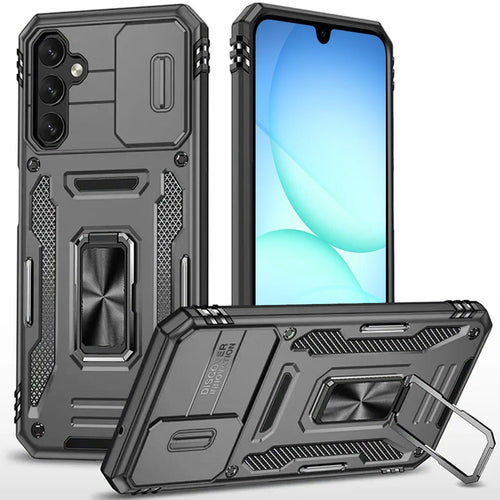 Samsung A17 5G Utter Tough Metal Ring Movable Camera Window Hybrid Case Cover - Gray