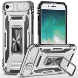 iPhone 16E / SE4 Utter Tough Metal Ring Movable Camera Window Hybrid Case Cover - Silver
