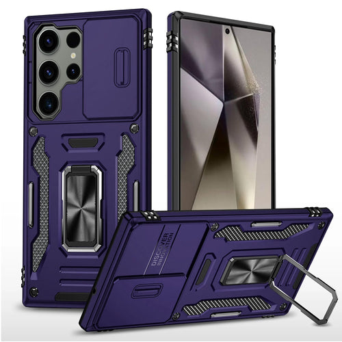 Samsung S25 Ultra Utter Tough Metal Ring Movable Camera Window Hybrid Case Cover - Dark Purple