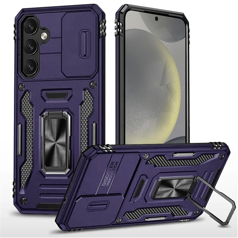 Samsung s25/s24 Utter Tough Metal Ring Movable Camera Window Hybrid Case Cover - Dark Purple