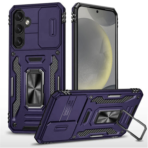 Samsung s25/s24 Utter Tough Metal Ring Movable Camera Window Hybrid Case Cover - Dark Purple