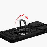 Apple iPhone 11 (XI6.1) Well Protective Magentic Ring Stand Camera Protective Cover Case - Black