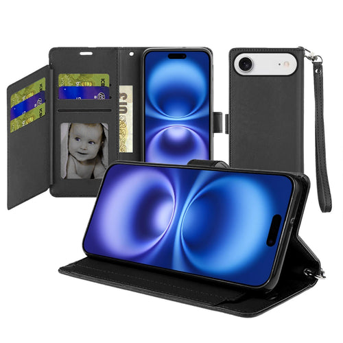 iPhone 17 Air Wallet ID Card Holder Case Cover - Black
