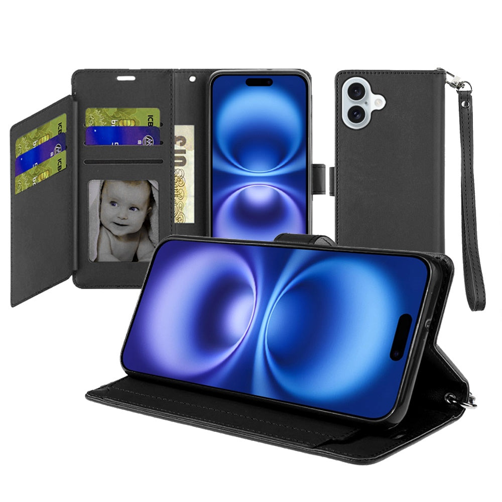iPhone 17 Wallet ID Card Holder Case Cover - Black