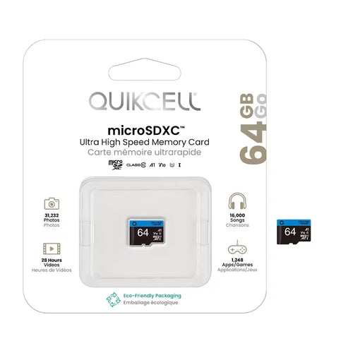 Quikcell   Ultra High Speed MEMORY CARD 64GB microSDXC Black Vault