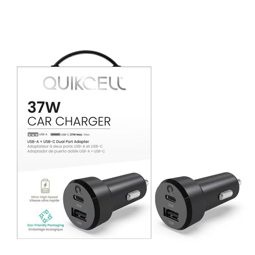 Quikcell   37W Dual-Port Car Charger Black