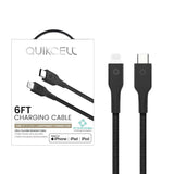 Quikcell   6ft FAST CHARGE CABLE Lightning to USB-C Black