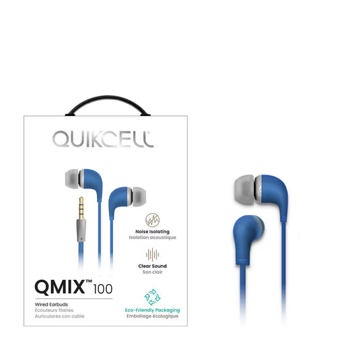 Quikcell   QMIX 100 Stereo Earbuds Blue